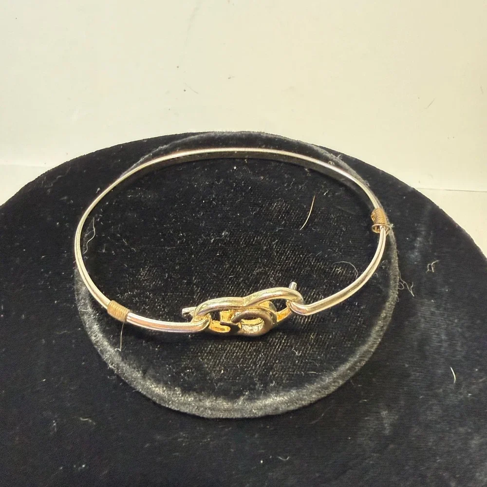 Gods Heart Silver Gold Tone Interlocking Heart Circle Bangle Bracelet Religious